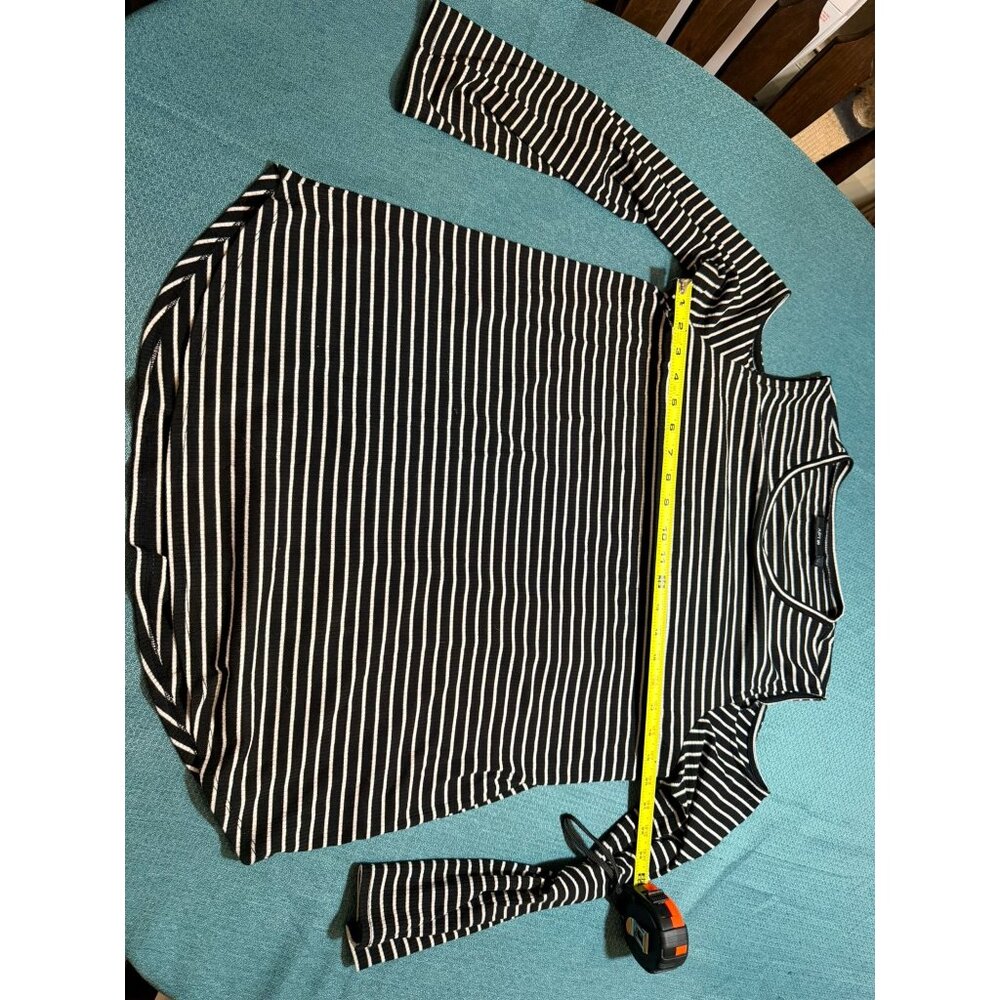 Striped Black & White Long Sleeve Tunic Top By Apt. 9 Size XL Polyester Blend